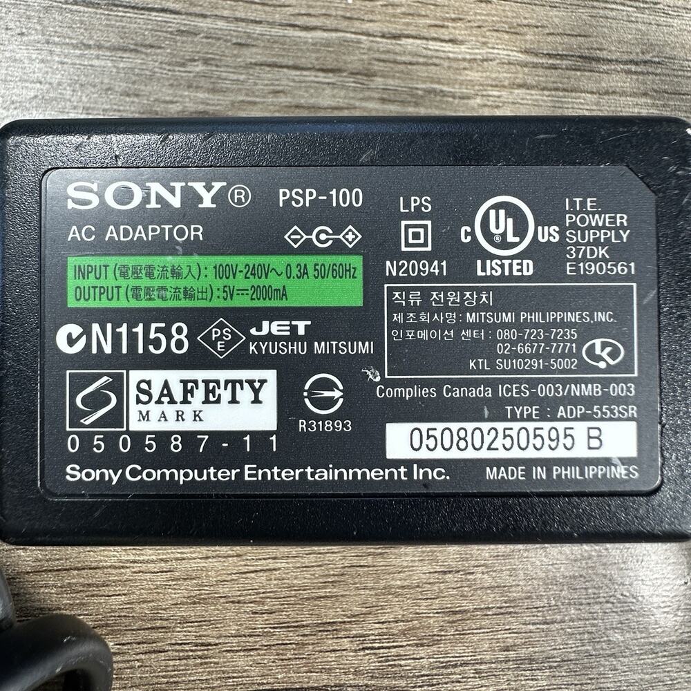 Genuine OEM Sony PSP-100 AC Adapter PSP 1000, 2000 & 3000 Wall Charger TESTED - Picture 3 of 4